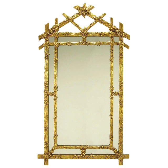 Gilt Black Forest Style Mirror With Segmented Frame For Sale