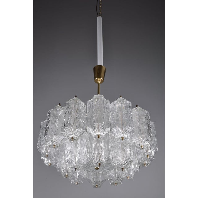 Metal Ice Glass Chandelier from Kalmar, 1950s For Sale - Image 7 of 16