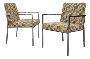 Mid-Century Modern Chrome Arm Chairs Att. To Milo Baughman for Directional - Pair