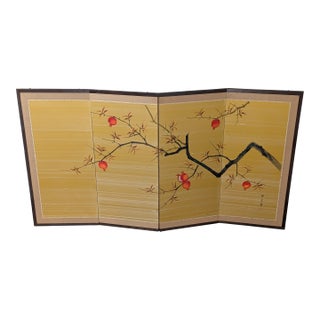 1960s Show Era Japanese Byobu Screen 4 Panel "Pomegranate Fall" For Sale