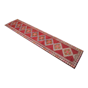 1970s Vintage Hand Knotted Runner Rug - 2′10″ × 13′5″