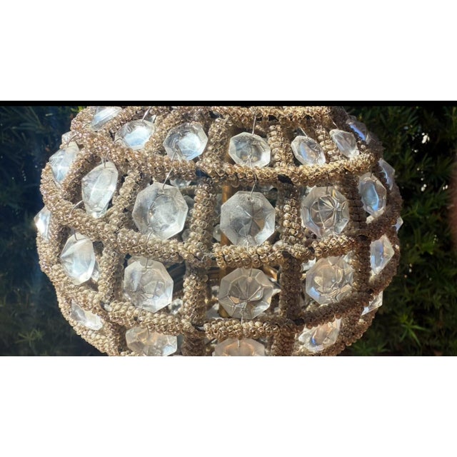 Monumental Hollywood Regency Crystal & Bronze Beaded Chandelier For Sale In West Palm - Image 6 of 8