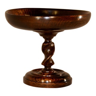 Turned English Oak Compote, Circa 1900 For Sale