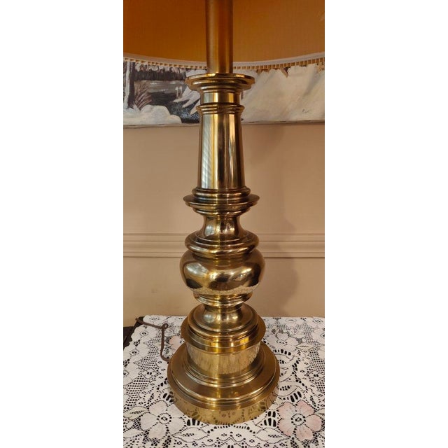 This American Classical brass table lamp makes a bold statement. It is over two and a half feet tall, and it is very...