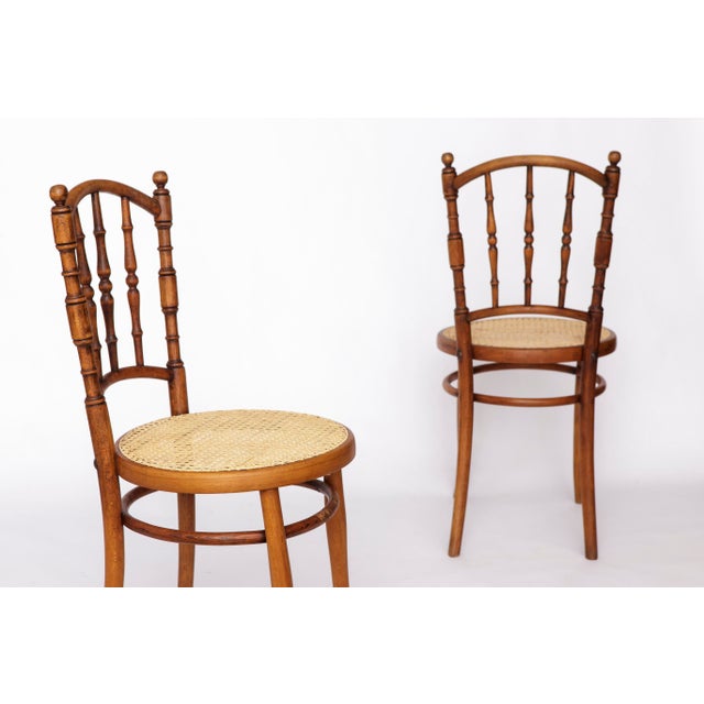 Vintage Austrian Bentwood Chairs from Jacob & Josef Kohn, 1950s, Set of 4 For Sale - Image 3 of 10