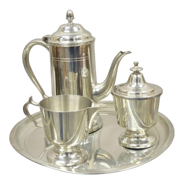 Vintage Woodbury Pewter Henry Ford Museum Pewter Coffee Serving Set- 4 Piece Set For Sale