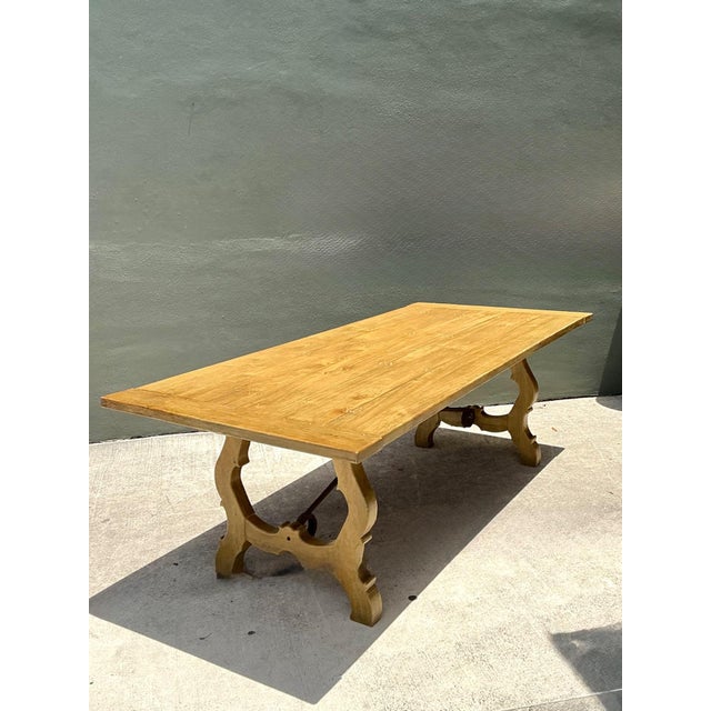 Vintage Wood Lyre Farmhouse Style Table For Sale - Image 16 of 18
