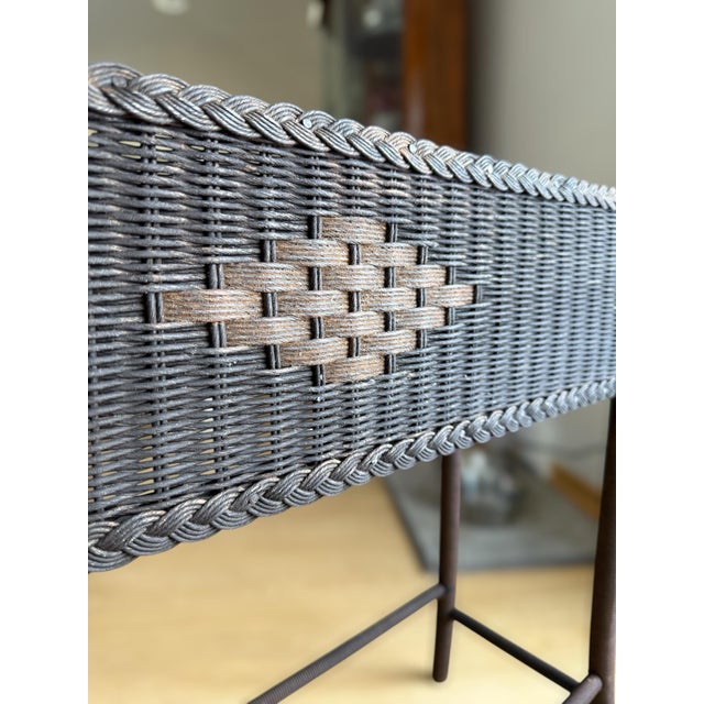 Antique Woven Hemp Plant Stand Wood Turned Spindle Legs For Sale - Image 6 of 15