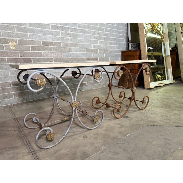 Pair of Late 19th Century French Pastry Table With Marble Top Unique table purchased in France. Age appropriate wear. See...