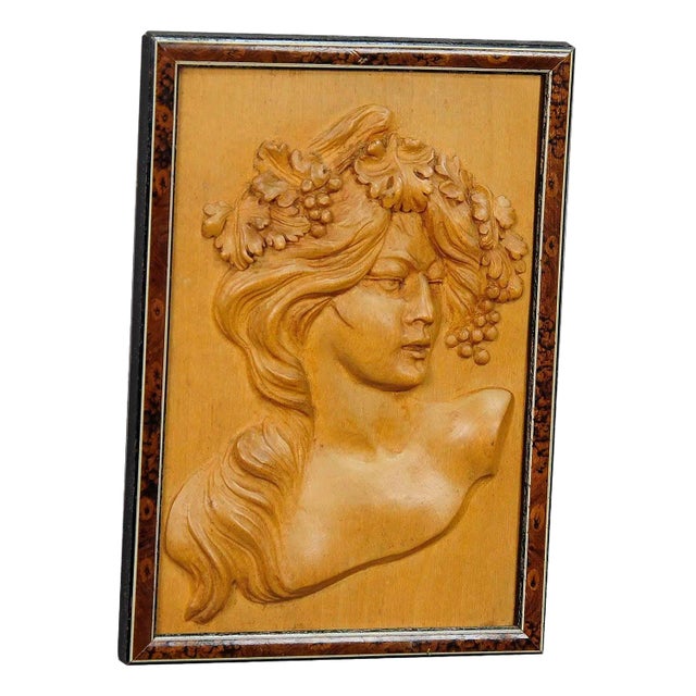 Wooden Carved Victorian Lady Wall Plaque, Circa 1920 For Sale