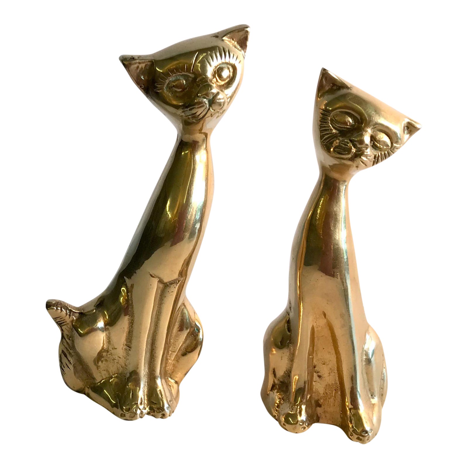 Vintage Brass Cat Figurines a Pair Chairish
