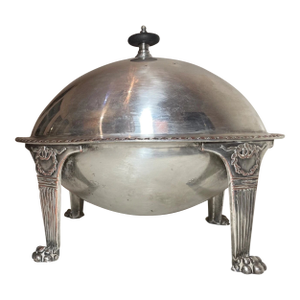 Antique 1800s Ornate Empire Silverplated Footed Bacon Breakfast Server Dome Dish