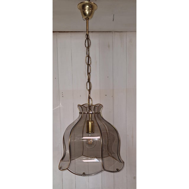 Vintage German Ceiling Lamp with Tinted Curved Glass Panes by Martin Müller & Co, 1980s, in Good conditions. Designed 1980...