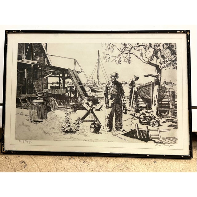 1960s Vintage Framed Black & White Coastal Art by Lionel Barrymore - Set of 3 For Sale - Image 5 of 12