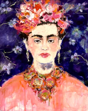 "Frida Kahlo" Contemporary Original Expressionist Portrait Painting by Sandy Welch