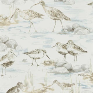 Sanderson Estuary Birds Wallpaper in Blue/Grey For Sale