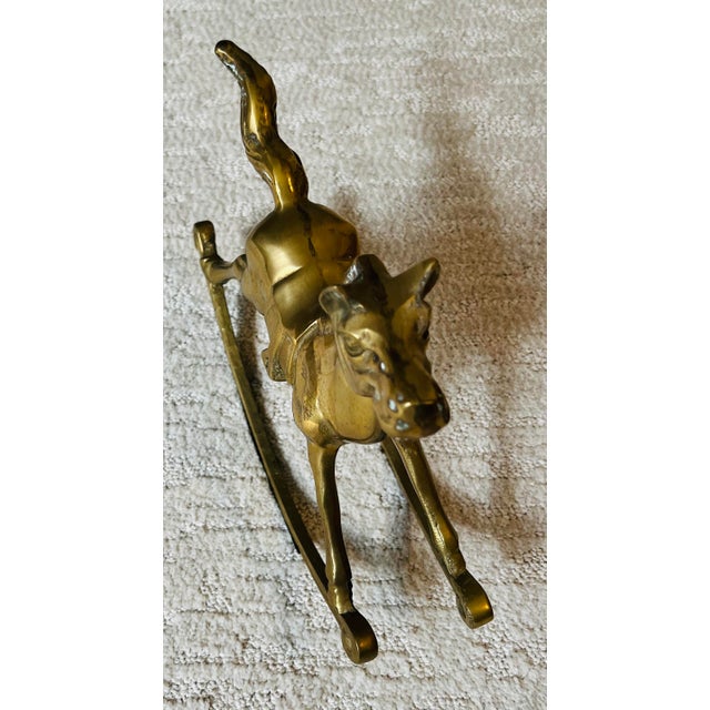 Wonderful addition to your Holiday decor, this unusually large vintage brass rocking horse will steal the show. With its...