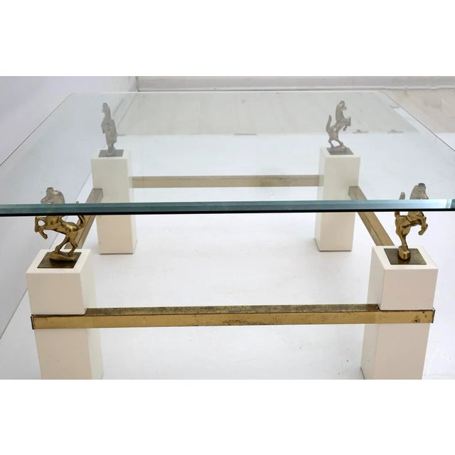 Mid-Century French Coffee Table with Brass Horses from Maison Charles, 1970s For Sale - Image 9 of 11