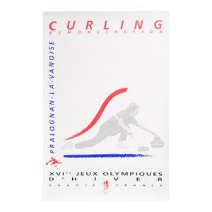1992 Original Olympic Poster, Winter Olympic Games, Pralognan-La-Vanoise (Albertville, France) - Curling