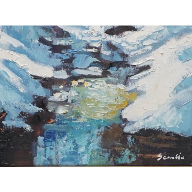 Original Oil Landscape, a Winter Stream in the Woods For Sale - Image 4 of 5