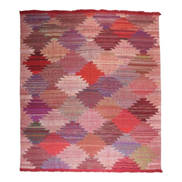 Vintage Zabihi Collection Swedish Inspired Turkish Kilim - 12' x 14'10" For Sale