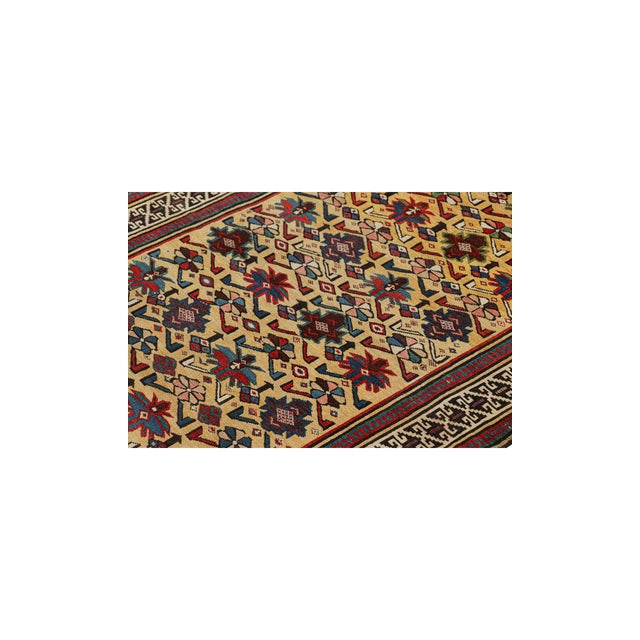 Hand-knotted in wool circa 1880-1890, this 3x5 antique Shirvan Dagestan rug is a remarkable signature piece from...