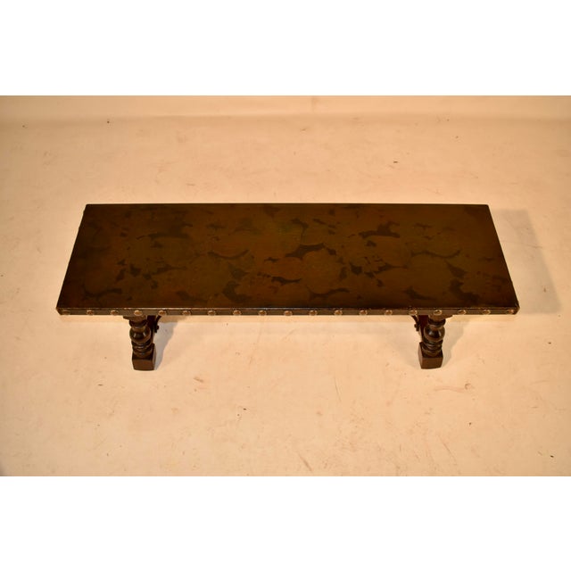 Early 20th Century Walnut Bench With a Hand Painted Top For Sale - Image 4 of 7