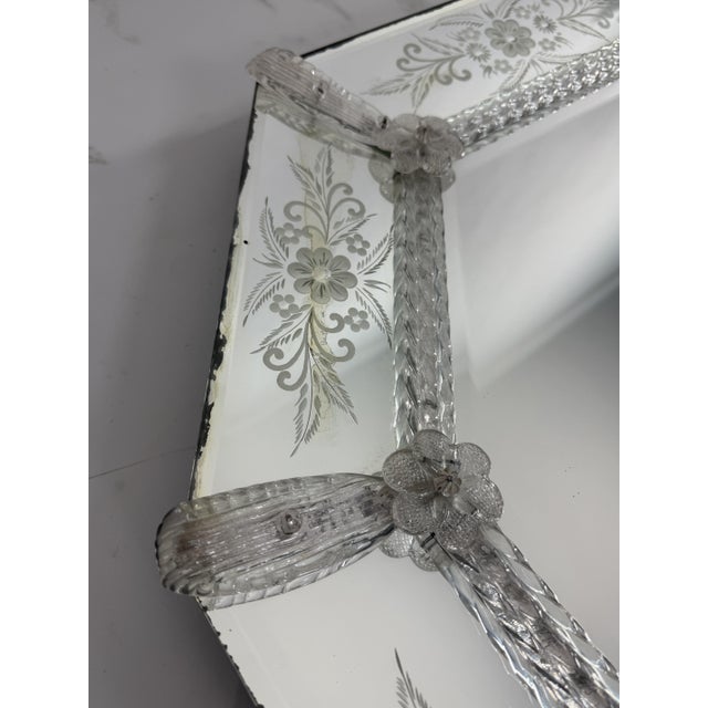 Silver Large Venetian Wall Mirror in Murano Glass, 1950s For Sale - Image 8 of 13