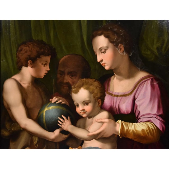 Agnolo di Cosimo alias Il Bronzino, Holy Family with Madonna & St John, 1550s, Oil on Panel For Sale - Image 12 of 18