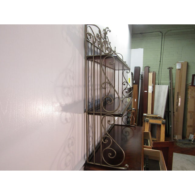 Brown 1990s Hickory Chair Solid Cherry Sideboard With Wrought Iron Top For Sale - Image 8 of 9