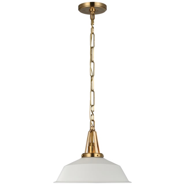 Layton 14" Pendant in Antique-Burnished Brass with Matte White shade Designer: Chapman & Myers Canopy: 5.25" Round...