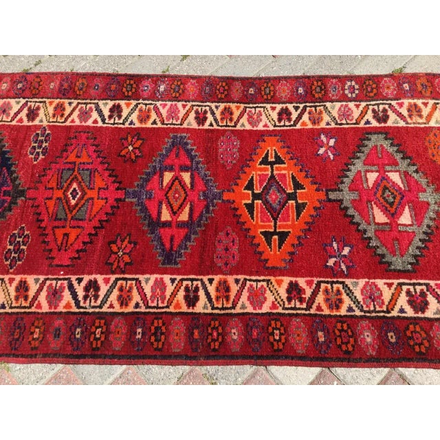 1960's Kurdish Runner Rug, 129" X 33" For Sale - Image 4 of 9