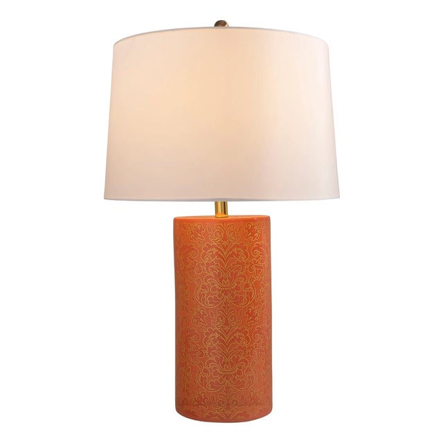 Williamsburg for Port 68 Richmond Damask Coral Lamp For Sale