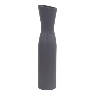 Asymmetrical Charcoal Gray Contemporary Ceramic Short Vase For Sale