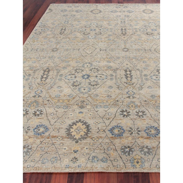 Traditional Exquisite Rugs Harper Hand-Knotted New Zealand Wool Beige/Light Blue Rug-9'X12' For Sale - Image 3 of 7