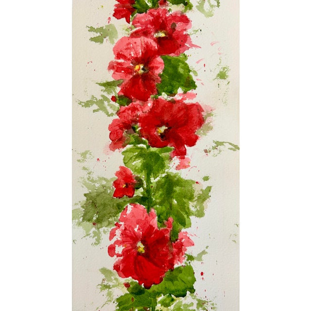 Original watercolor painting of “Pink Hollyhocks” growing on my flower farm. Approximately 8 x 22 inches. Unframed....