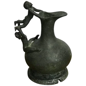 Late 19th Century Grand Tour Bronze Figural Ewer and Stand, After the Roman Antique