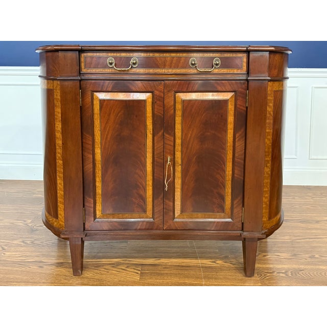 Brown Hepplewhite Mahogany Console Cabinet by Leighton Hall - Showroom Sample For Sale - Image 8 of 8