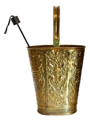 Early 20th-Century English Embossed Gilt Brass Umbrella / Stick Stand