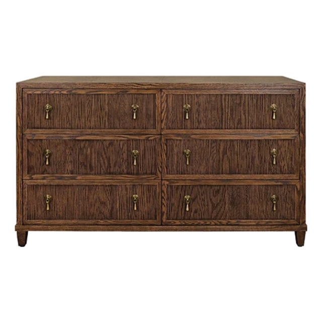 Matthew Izzo Home Avery Provincial Brown Oak Six Drawer Chest For Sale