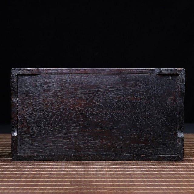 Late 20th Century Carved Hardwood Box With Landscape Scenes and Sliding Lid For Sale - Image 5 of 10
