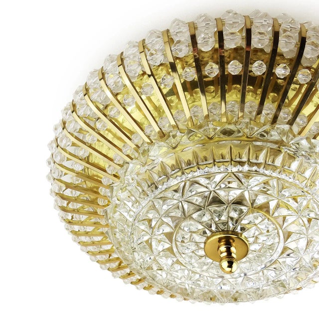 Mid-Century Round Wall or Ceiling Lamp in Glass & Brass attributed to Emil Karl Stejnar, 1960s For Sale - Image 6 of 7