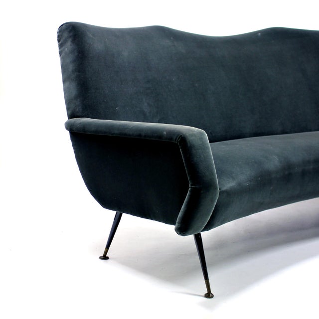 Mid-Century Italian Curved Velvet Sofa, 1950s For Sale - Image 10 of 14