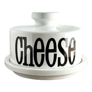 Vintage English Pottery Cheese Dome & Plate Serving Set