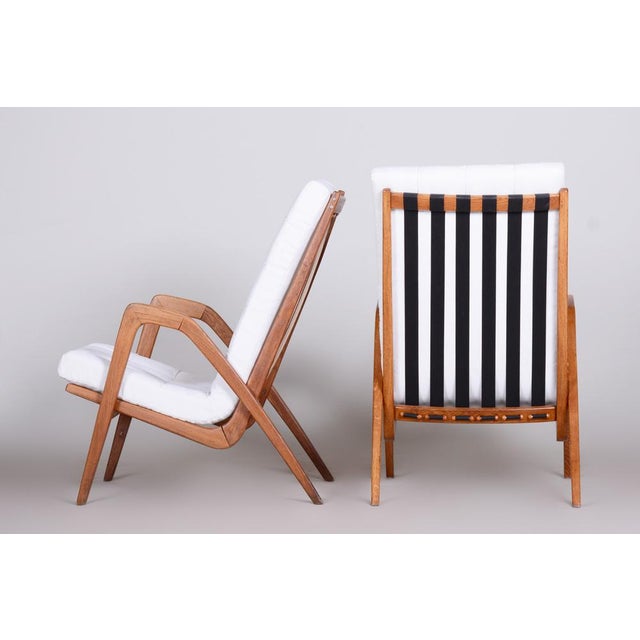Set of Mid-Century Armchairs in Oak attributed to Jan Vanek, Czech, 1950s For Sale - Image 9 of 18