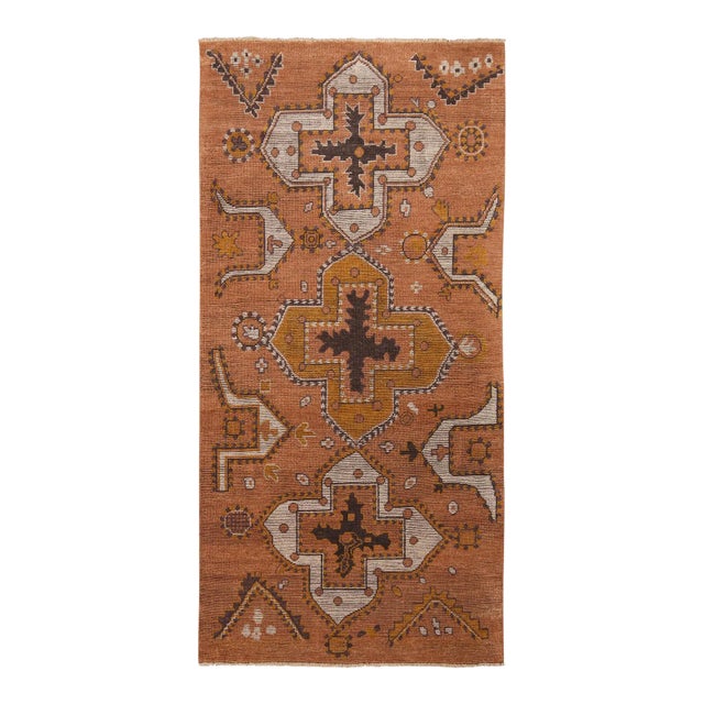 Rug & Kilim Tribal Style Rug in Pink-Brown Geometric Pattern, 3x11 For Sale