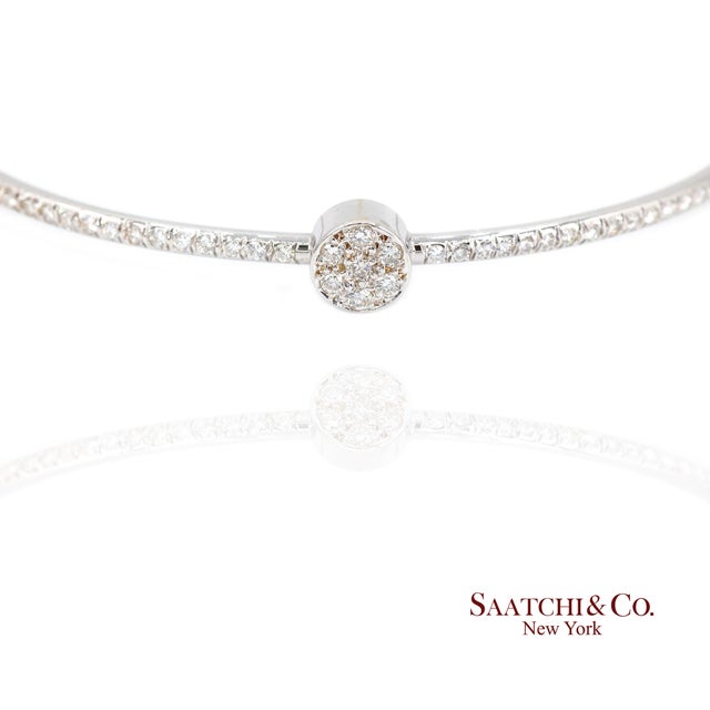 18k Diamond Bangle Bracelet Womens White Gold vs Pave Modern Fine Jewelry For Sale In New York - Image 6 of 9