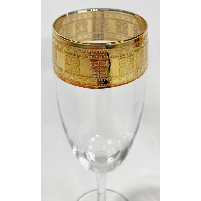 Vintage Champagne Glasses With 22k Gold Greek Key Rims, Set of 4 For Sale - Image 4 of 6