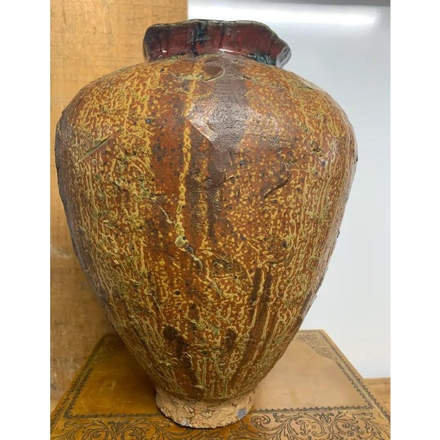 Japanese Late 19th Century Shigaraki Tsubo Style Ceramic Storage Vessel For Sale - Image 3 of 9