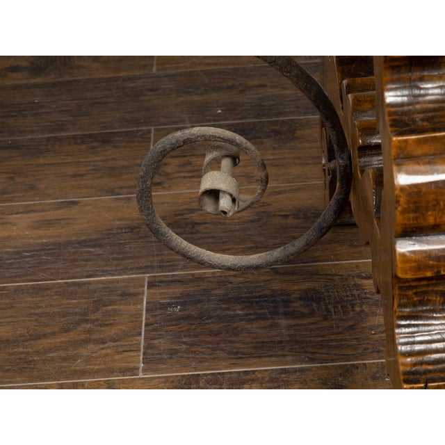 Italian Baroque Style 1880s Walnut Desk with Inlaid Top and Carved Lyre Base For Sale - Image 11 of 12